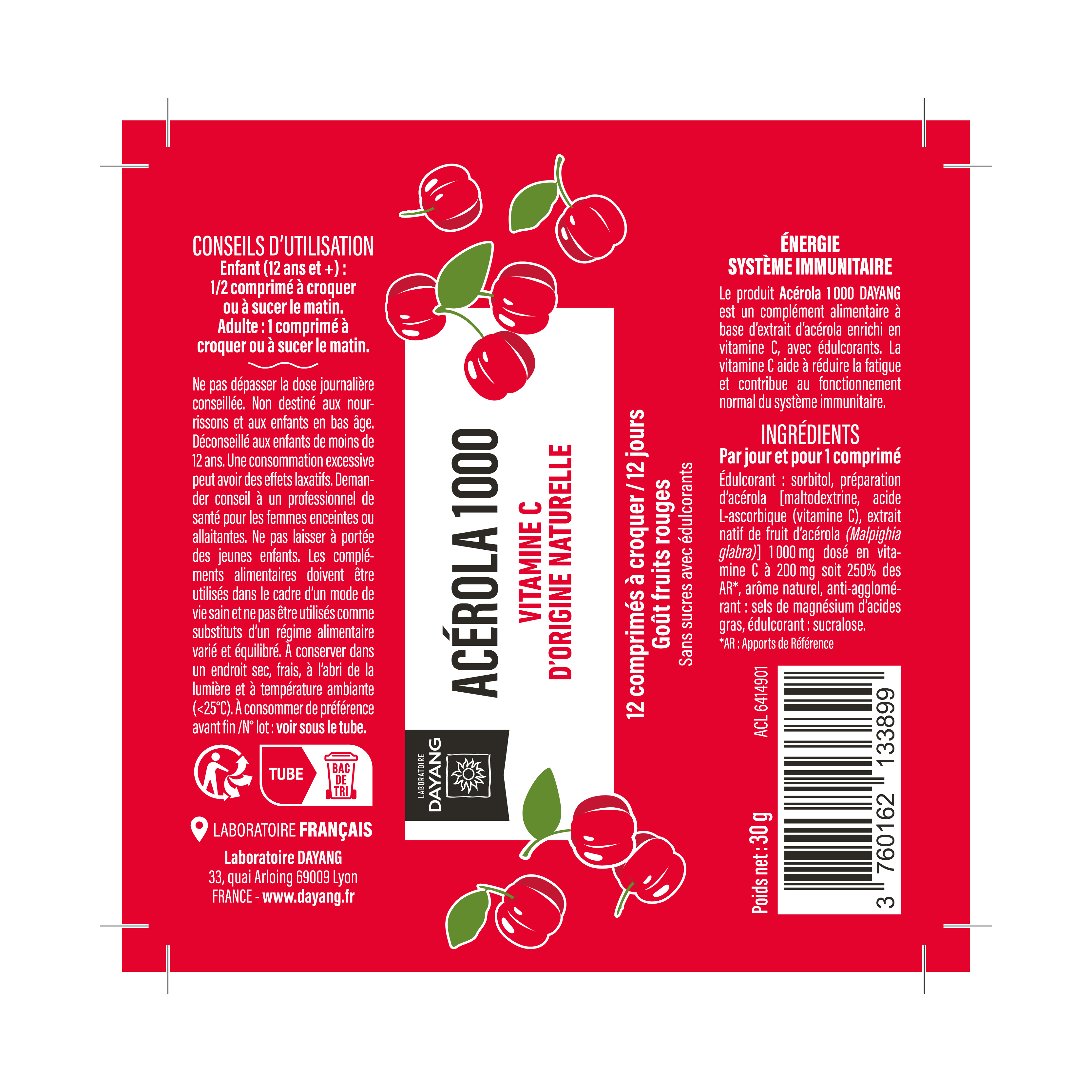 Acérola 1000 - tube de 12